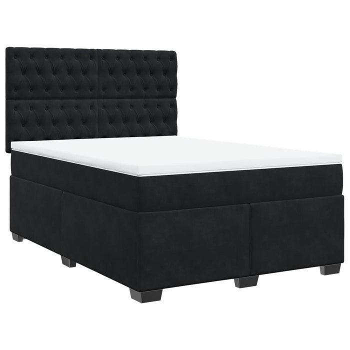 Pat box spring cu saltea, negru, 140x190 cm, catifea - WALTI WALTI