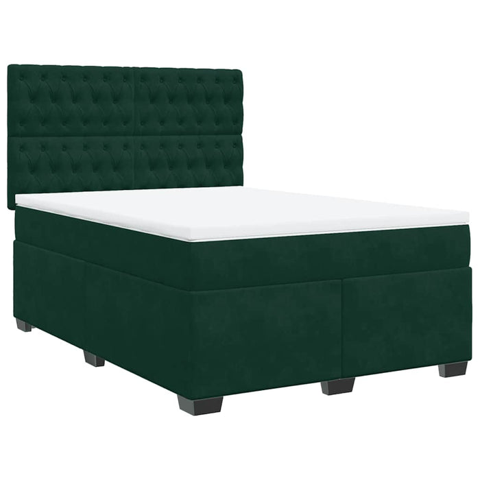 Pat box spring cu saltea, verde închis, 140x190 cm, catifea - WALTI WALTI