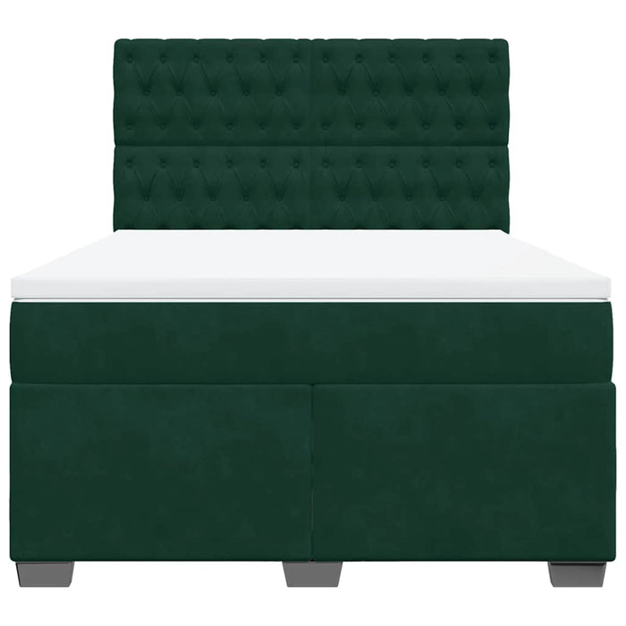 Pat box spring cu saltea, verde închis, 140x190 cm, catifea - WALTI WALTI