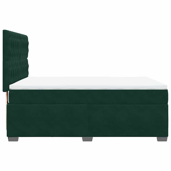 Pat box spring cu saltea, verde închis, 140x190 cm, catifea - WALTI WALTI