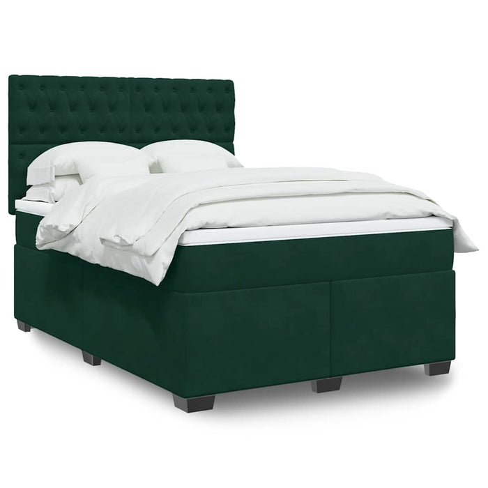 Pat box spring cu saltea, verde închis, 140x190 cm, catifea - WALTI WALTI