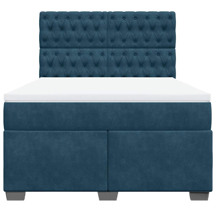 Pat box spring cu saltea, albastru, 140x190 cm, catifea - WALTI WALTI