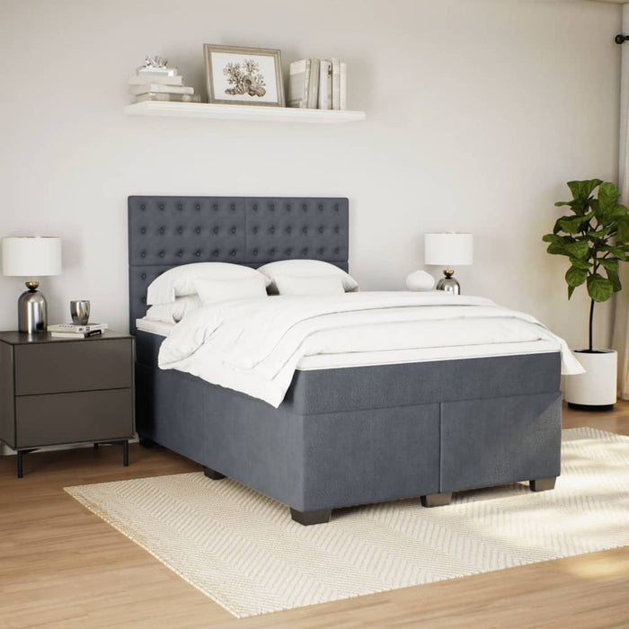 Pat box spring cu saltea, gri închis, 140x190 cm, catifea - WALTI WALTI