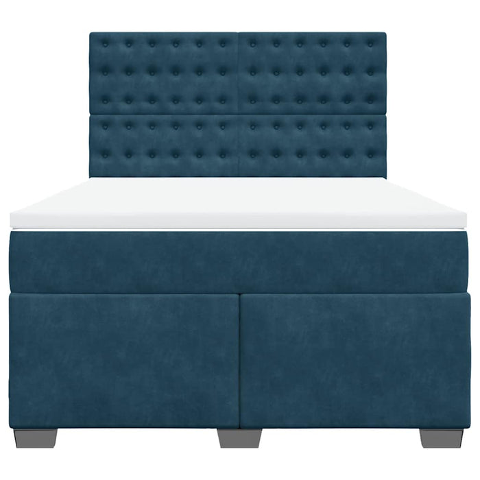 Pat box spring cu saltea, albastru, 140x190 cm, catifea - WALTI WALTI