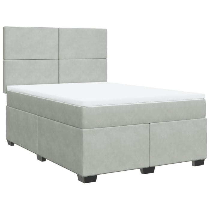 Pat box spring cu saltea, gri deschis, 140x200 cm, catifea - WALTI WALTI
