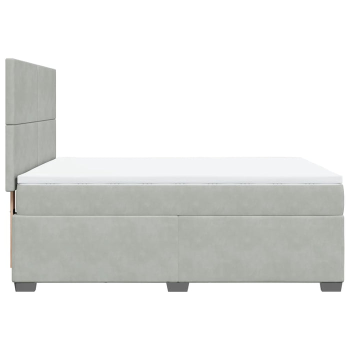 Pat box spring cu saltea, gri deschis, 140x200 cm, catifea - WALTI WALTI