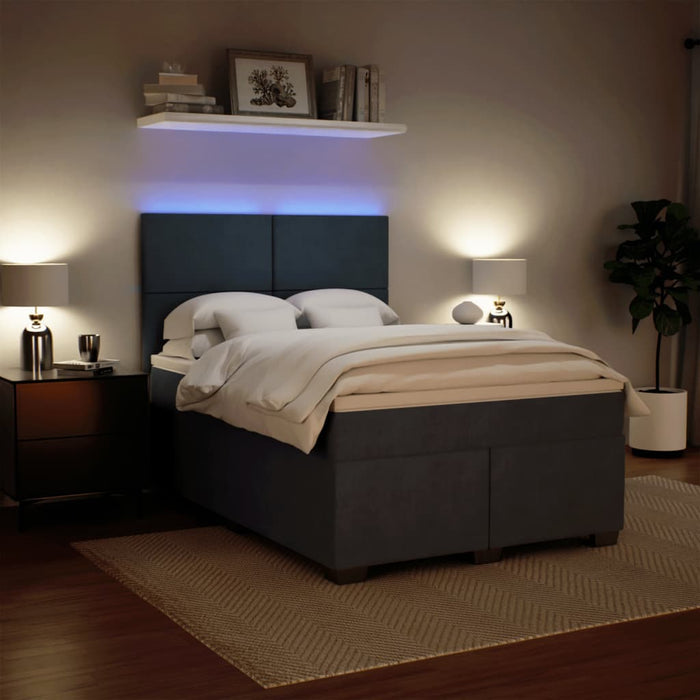 Pat box spring cu saltea, gri închis, 140x200 cm, catifea - WALTI WALTI