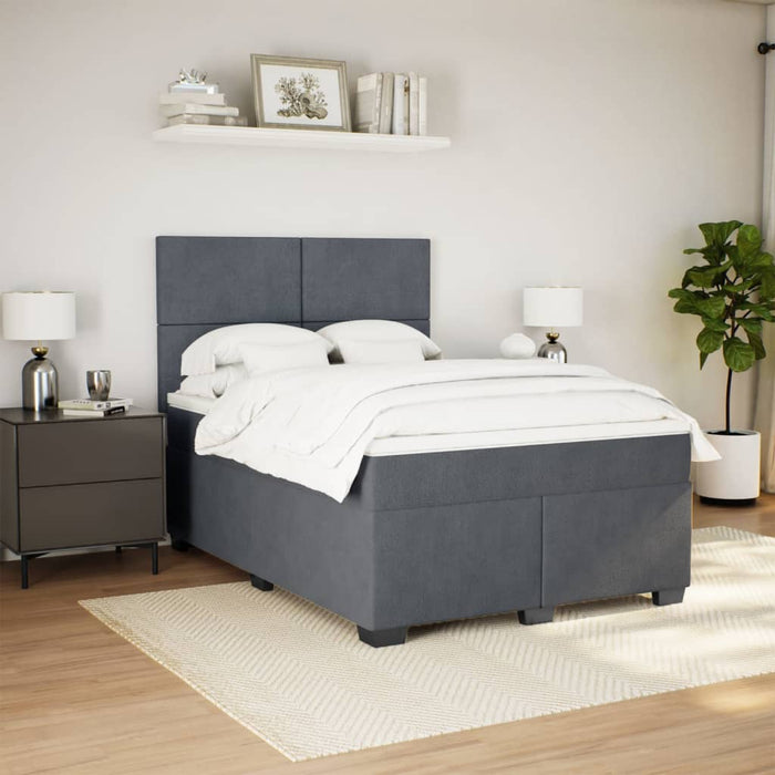 Pat box spring cu saltea, gri închis, 140x200 cm, catifea - WALTI WALTI