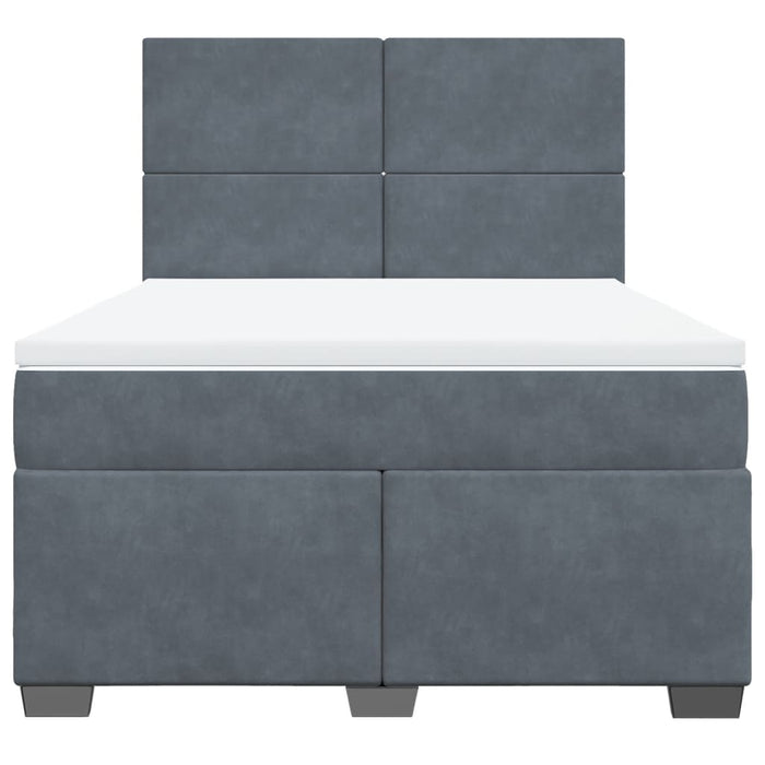 Pat box spring cu saltea, gri închis, 140x200 cm, catifea - WALTI WALTI