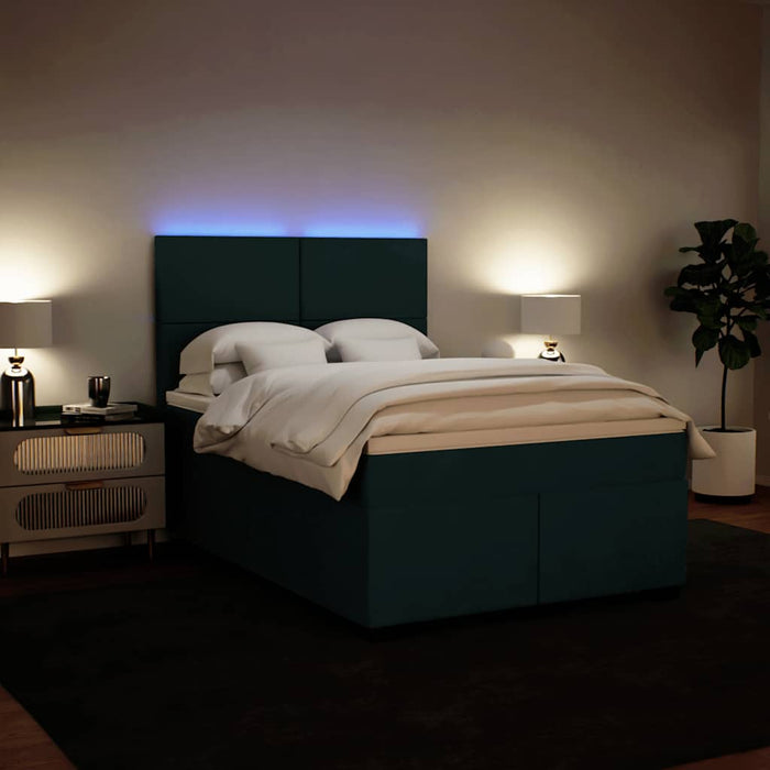 Pat box spring cu saltea, verde închis, 140x200 cm, catifea - WALTI WALTI