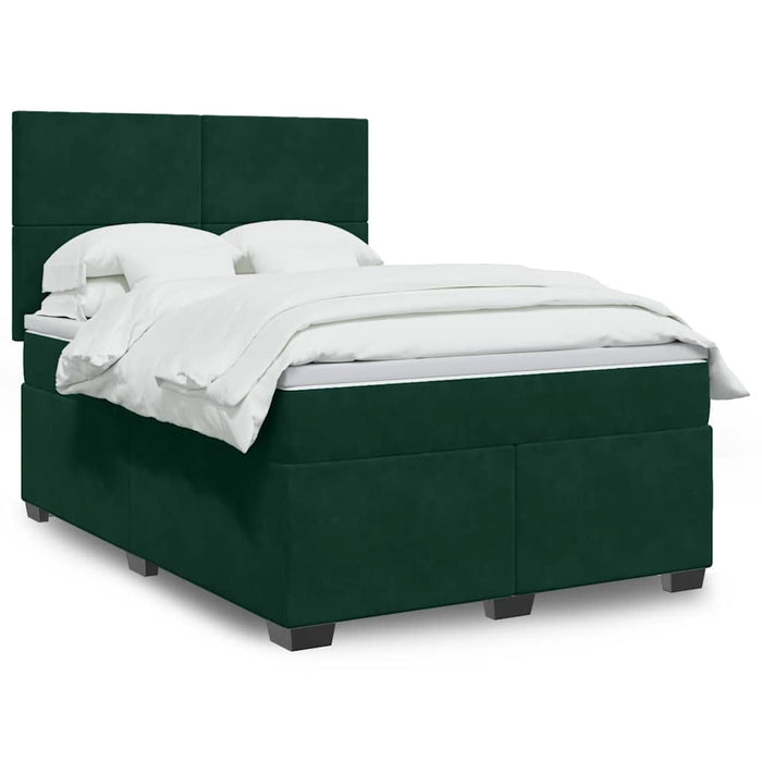 Pat box spring cu saltea, verde închis, 140x200 cm, catifea - WALTI WALTI