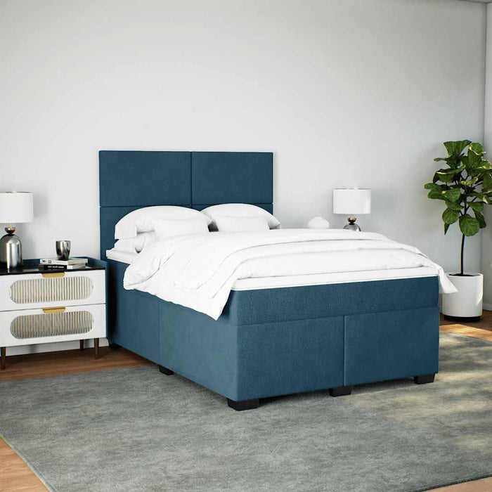 Pat box spring cu saltea, albastru, 140x200 cm, catifea - WALTI WALTI