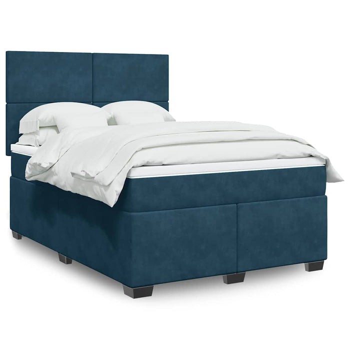 Pat box spring cu saltea, albastru, 140x200 cm, catifea - WALTI WALTI