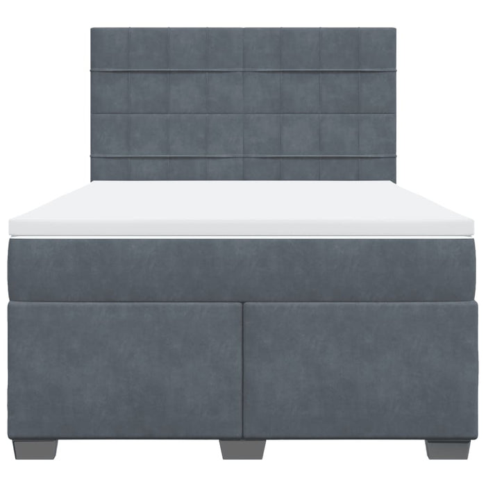 Pat box spring cu saltea, gri închis, 140x200 cm, catifea - WALTI WALTI