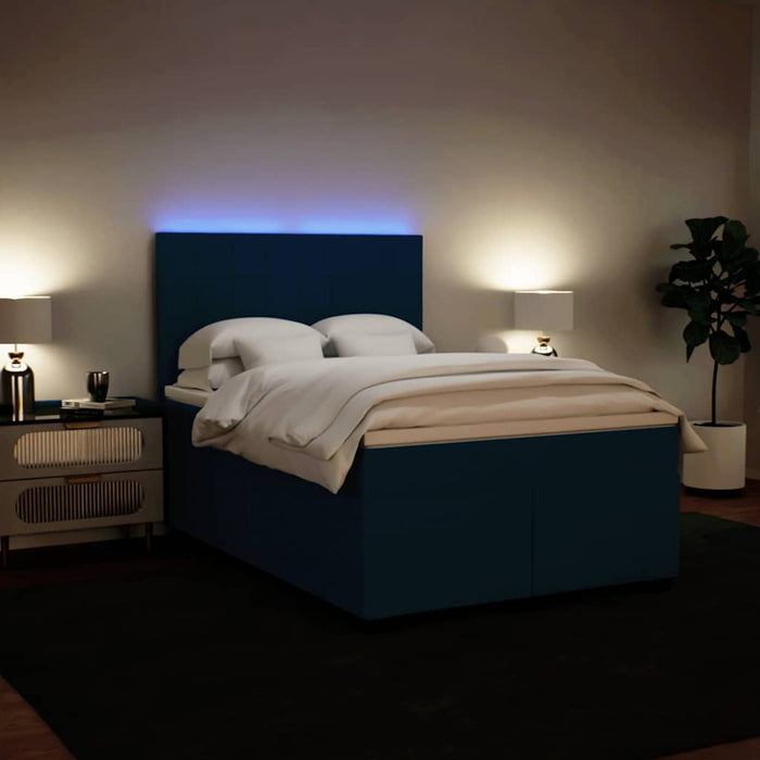 Pat box spring cu saltea, albastru, 140x200 cm, catifea - WALTI WALTI