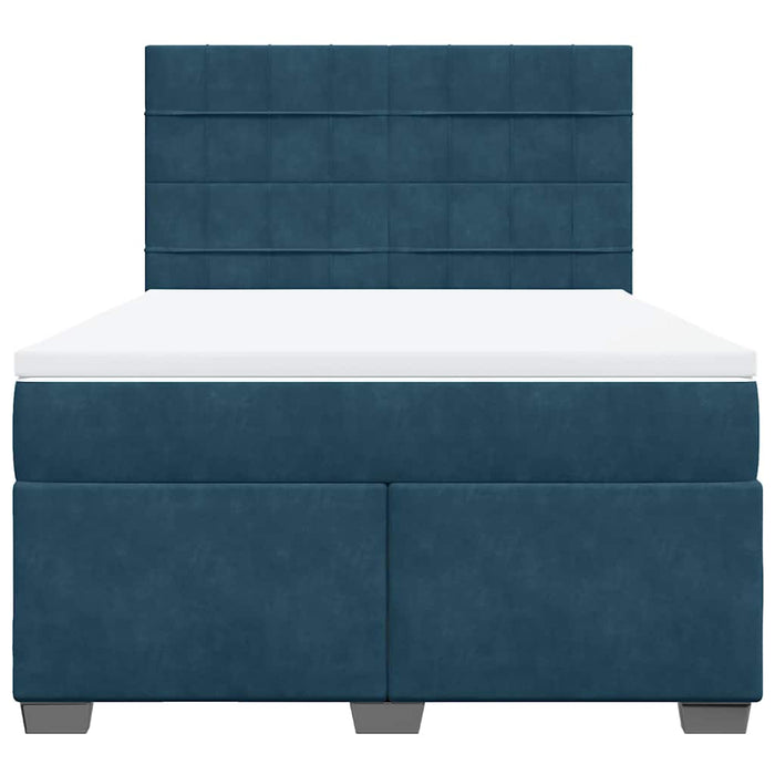 Pat box spring cu saltea, albastru, 140x200 cm, catifea - WALTI WALTI