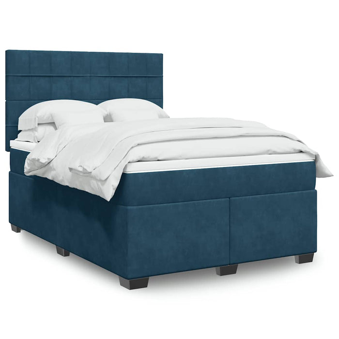 Pat box spring cu saltea, albastru, 140x200 cm, catifea - WALTI WALTI