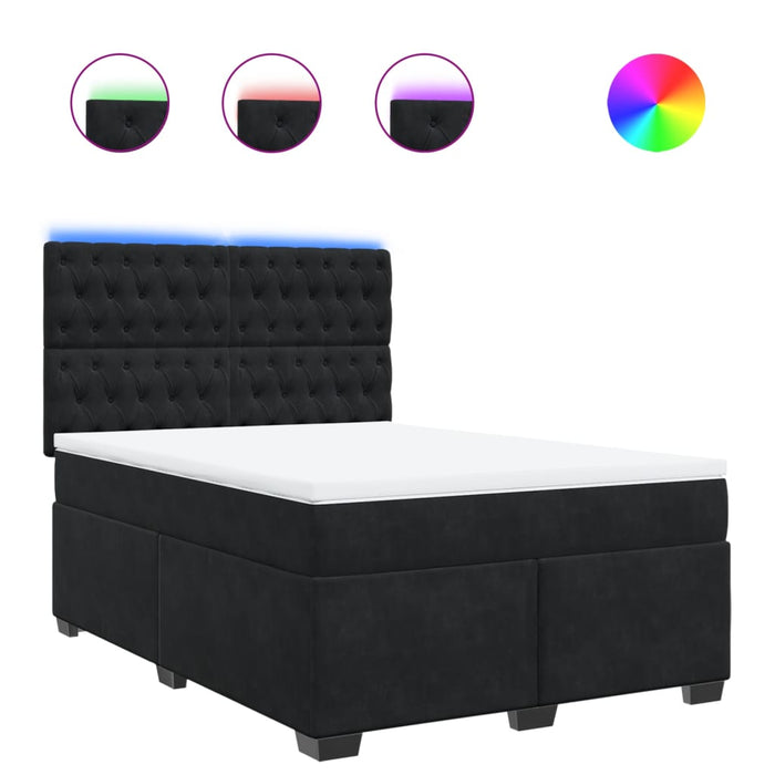 Pat box spring cu saltea, negru, 140x200 cm, catifea - WALTI WALTI