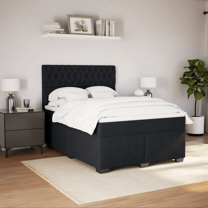 Pat box spring cu saltea, negru, 140x200 cm, catifea - WALTI WALTI