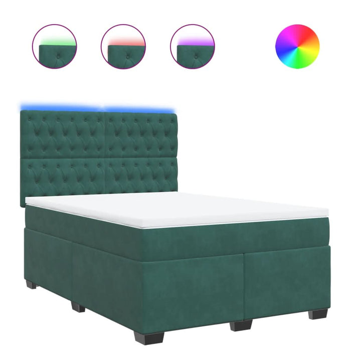 Pat box spring cu saltea, verde închis, 140x200 cm, catifea - WALTI WALTI