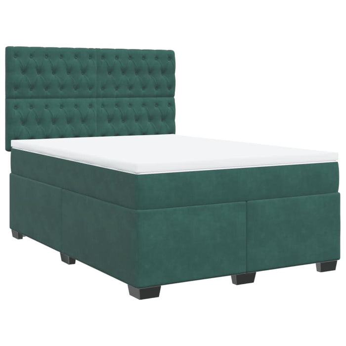 Pat box spring cu saltea, verde închis, 140x200 cm, catifea - WALTI WALTI