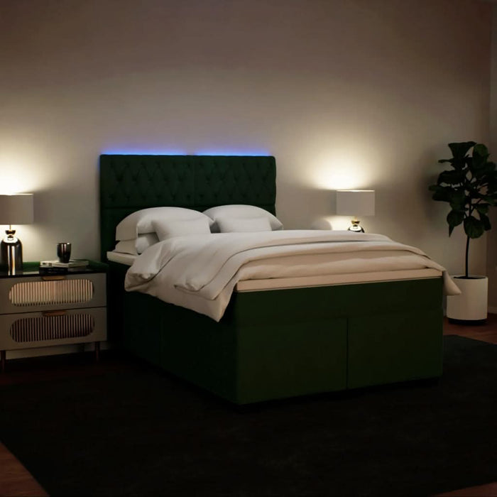 Pat box spring cu saltea, verde închis, 140x200 cm, catifea - WALTI WALTI