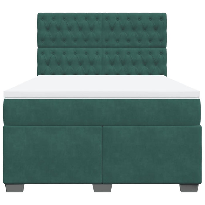 Pat box spring cu saltea, verde închis, 140x200 cm, catifea - WALTI WALTI