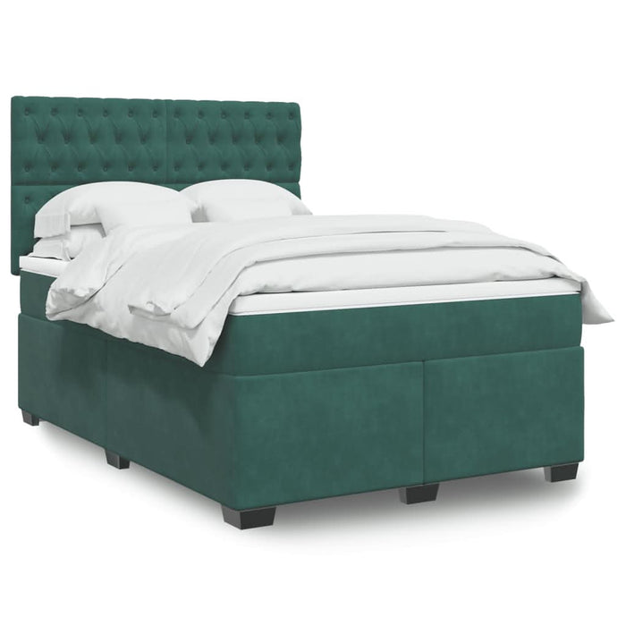 Pat box spring cu saltea, verde închis, 140x200 cm, catifea - WALTI WALTI