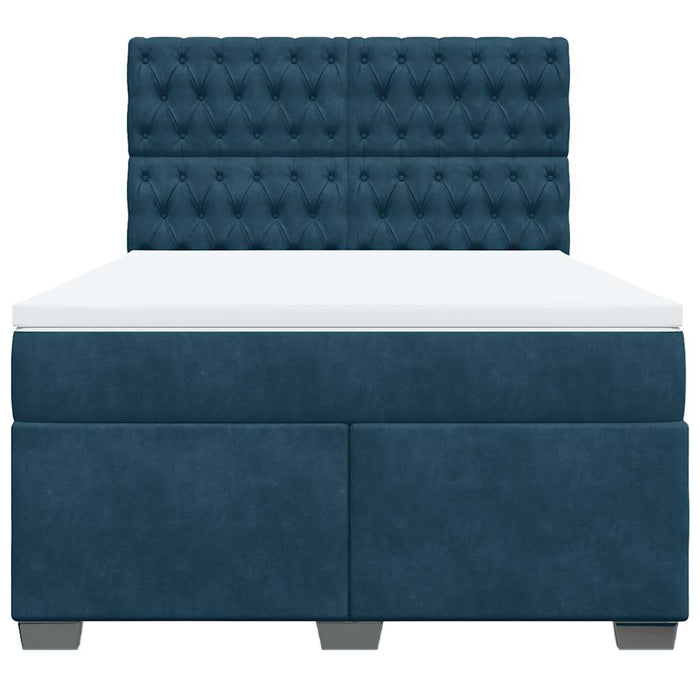 Pat box spring cu saltea, albastru, 140x200 cm, catifea - WALTI WALTI