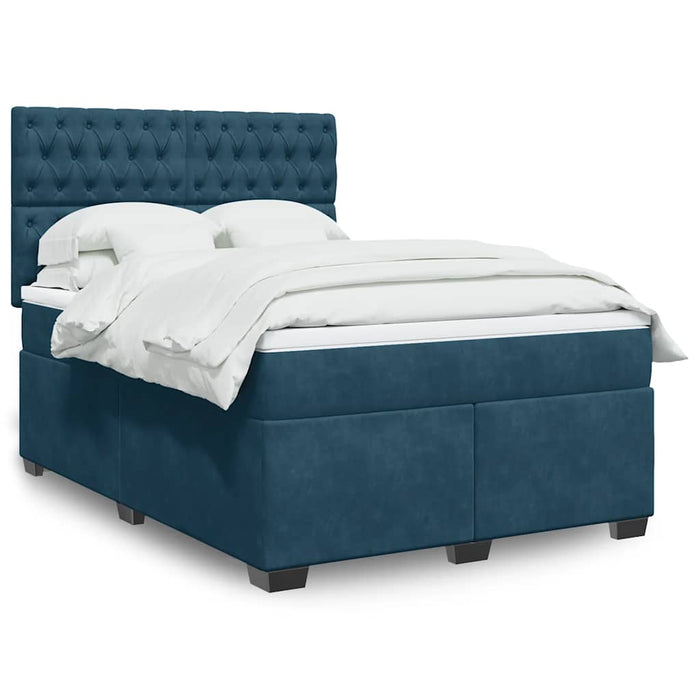 Pat box spring cu saltea, albastru, 140x200 cm, catifea - WALTI WALTI