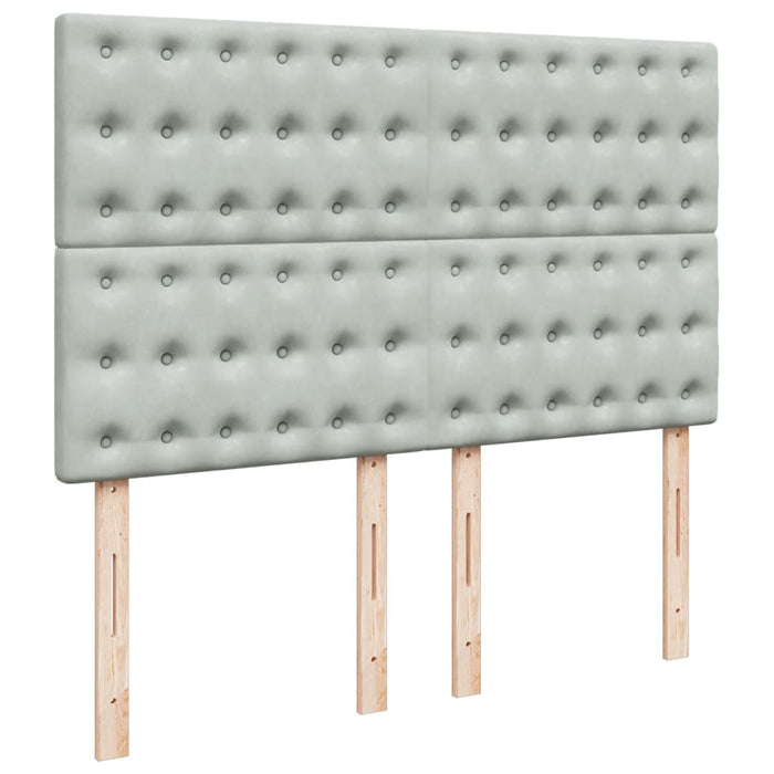 Pat box spring cu saltea, gri deschis, 140x200 cm, catifea - WALTI WALTI