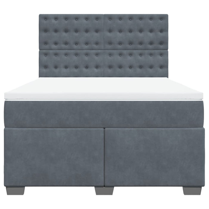 Pat box spring cu saltea, gri închis, 140x200 cm, catifea - WALTI WALTI