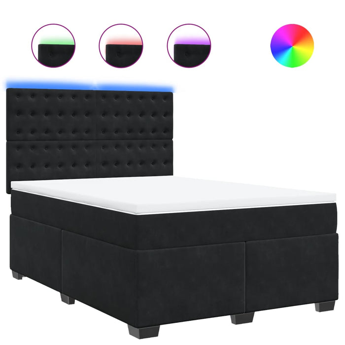 Pat box spring cu saltea, negru, 140x200 cm, catifea - WALTI WALTI
