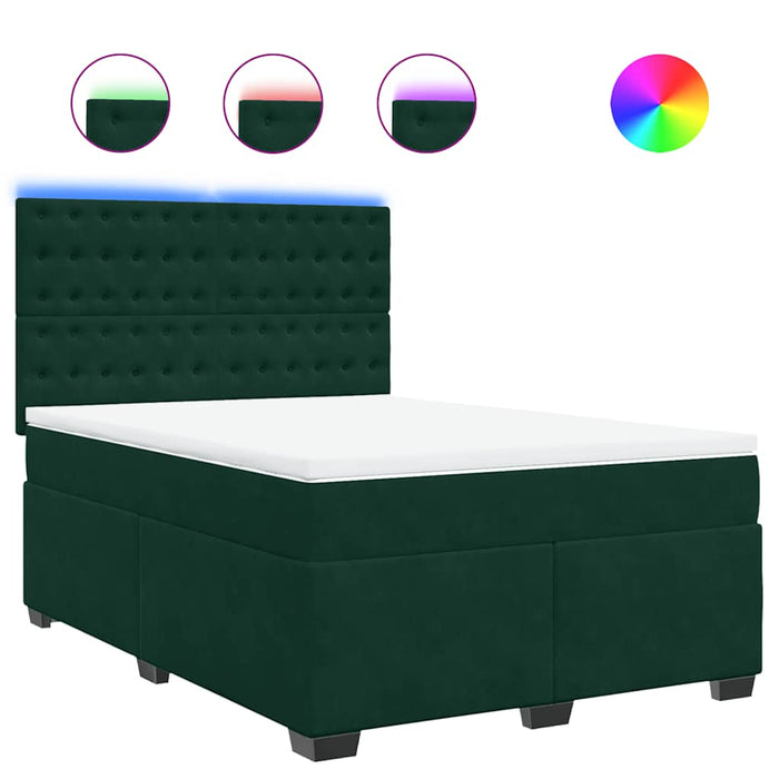 Pat box spring cu saltea, verde închis, 140x200 cm, catifea - WALTI WALTI