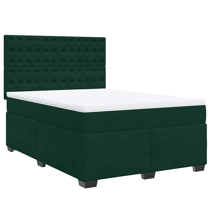 Pat box spring cu saltea, verde închis, 140x200 cm, catifea - WALTI WALTI
