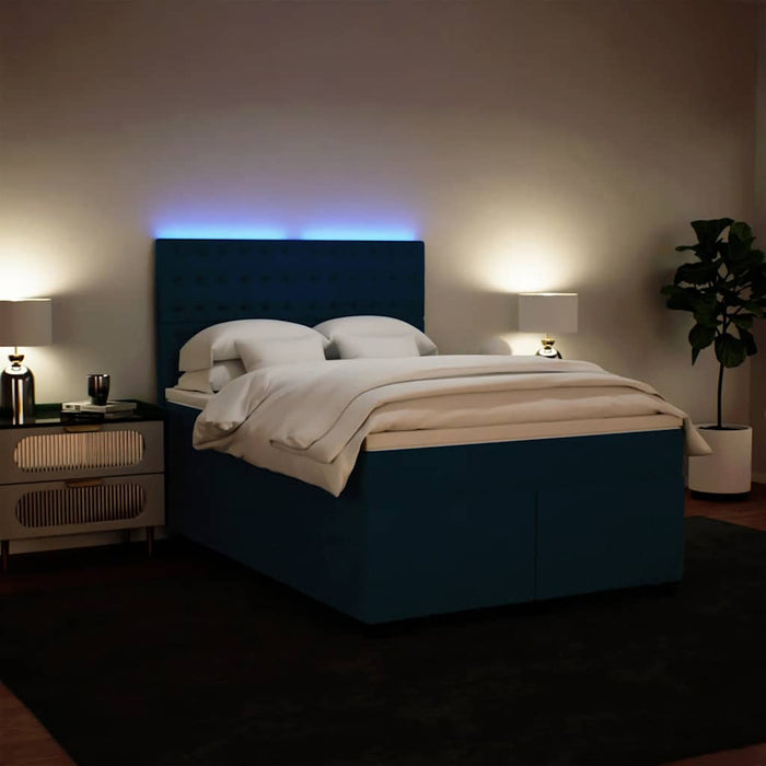 Pat box spring cu saltea, albastru, 140x200 cm, catifea - WALTI WALTI
