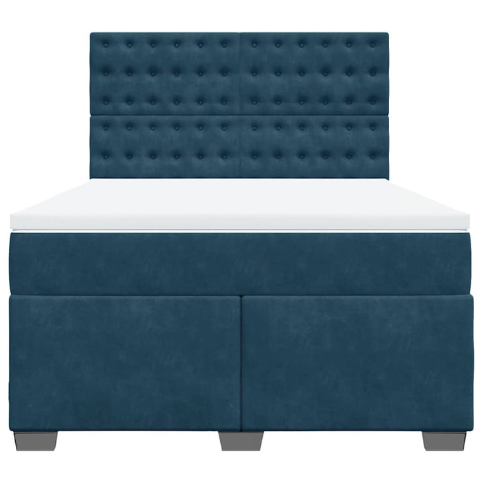 Pat box spring cu saltea, albastru, 140x200 cm, catifea - WALTI WALTI