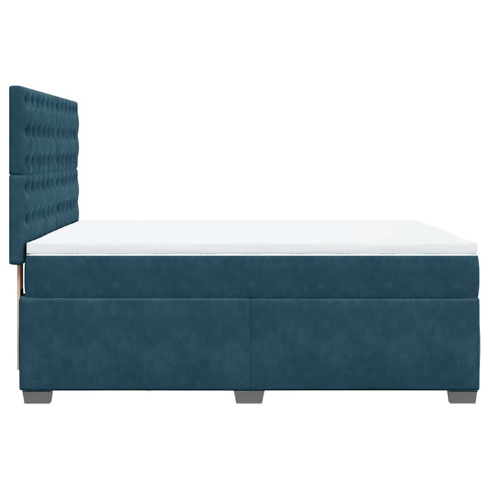 Pat box spring cu saltea, albastru, 140x200 cm, catifea - WALTI WALTI