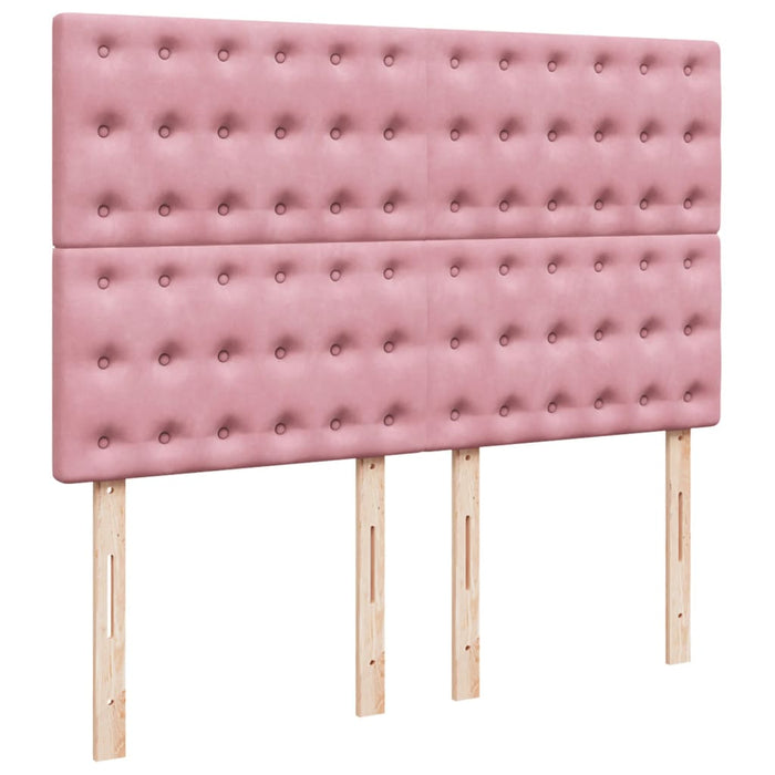 Pat box spring cu saltea, roz, 140x200 cm, catifea - WALTI WALTI