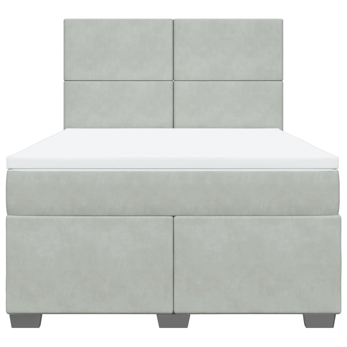 Pat box spring cu saltea, gri deschis, 160x200 cm, catifea - WALTI WALTI