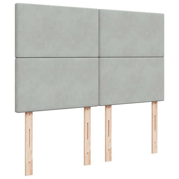 Pat box spring cu saltea, gri deschis, 160x200 cm, catifea - WALTI WALTI