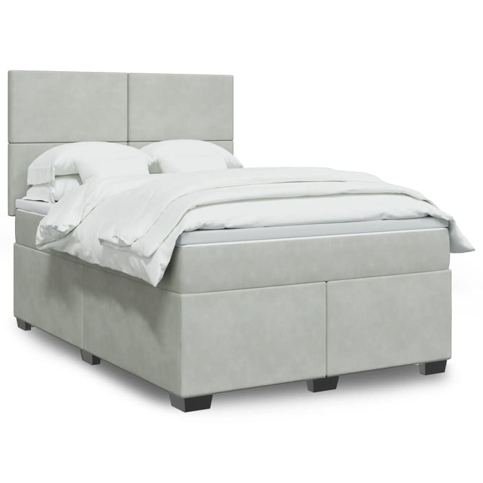 Pat box spring cu saltea, gri deschis, 160x200 cm, catifea - WALTI WALTI