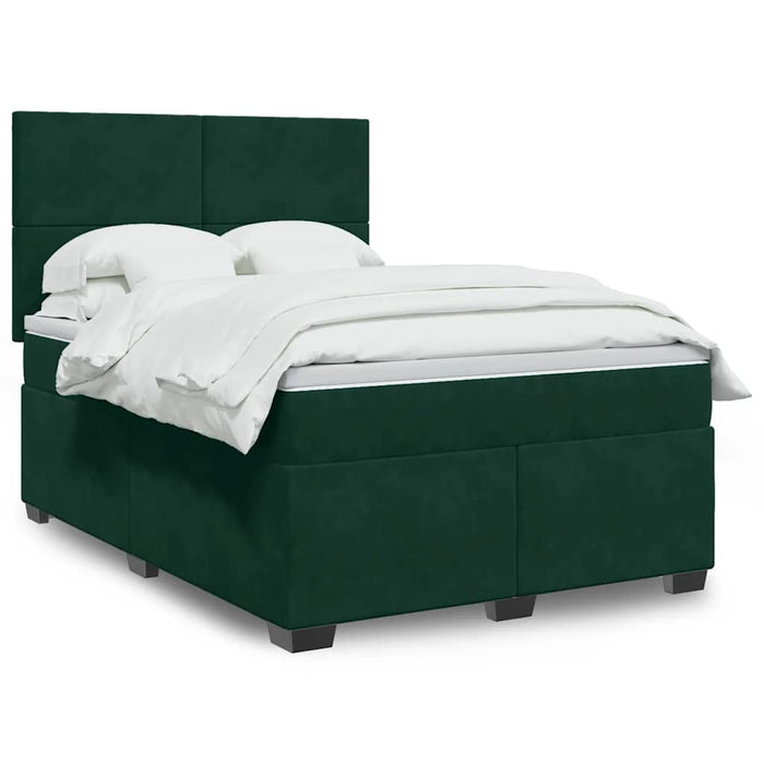 Pat box spring cu saltea, verde închis, 160x200 cm, catifea - WALTI WALTI