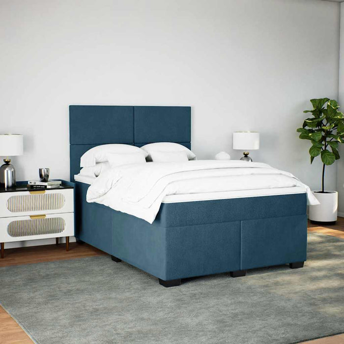 Pat box spring cu saltea, albastru, 160x200 cm, catifea - WALTI WALTI