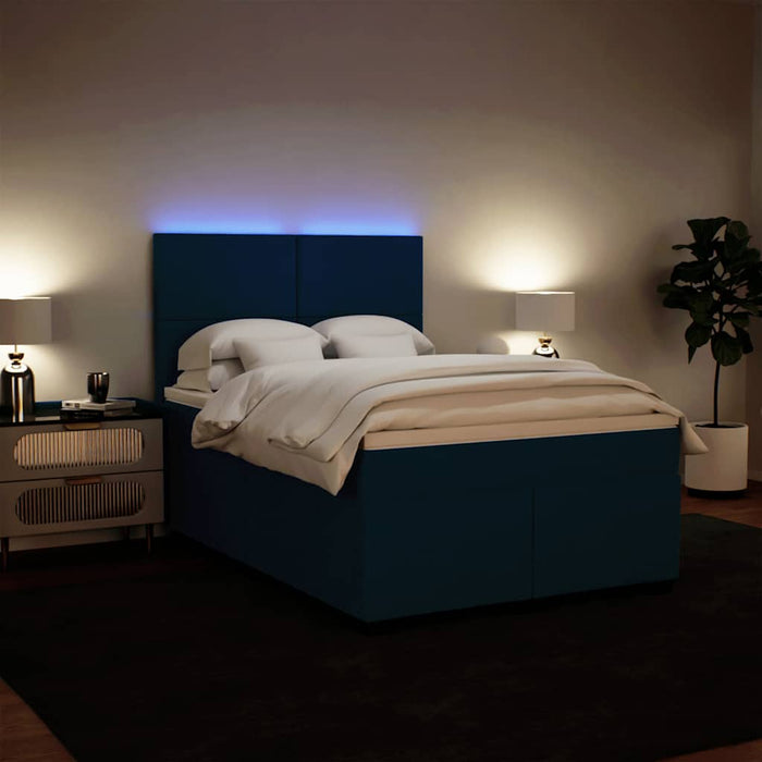 Pat box spring cu saltea, albastru, 160x200 cm, catifea - WALTI WALTI