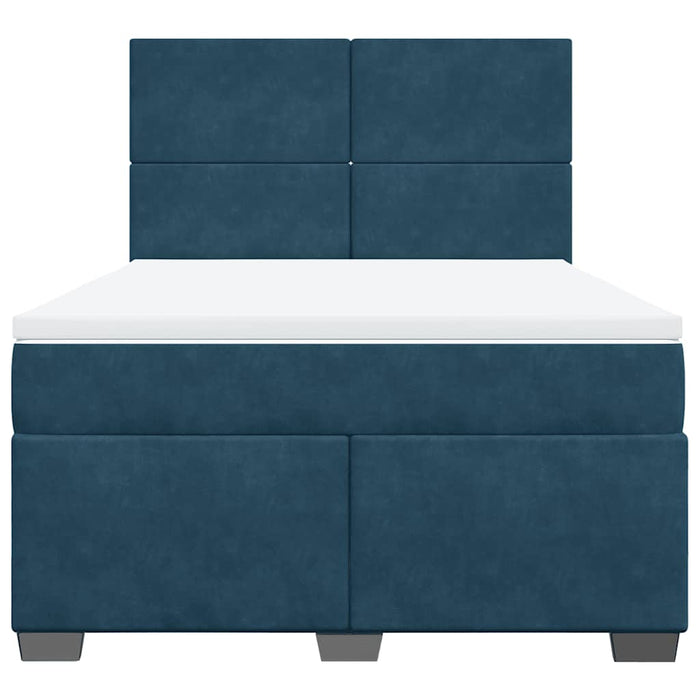 Pat box spring cu saltea, albastru, 160x200 cm, catifea - WALTI WALTI