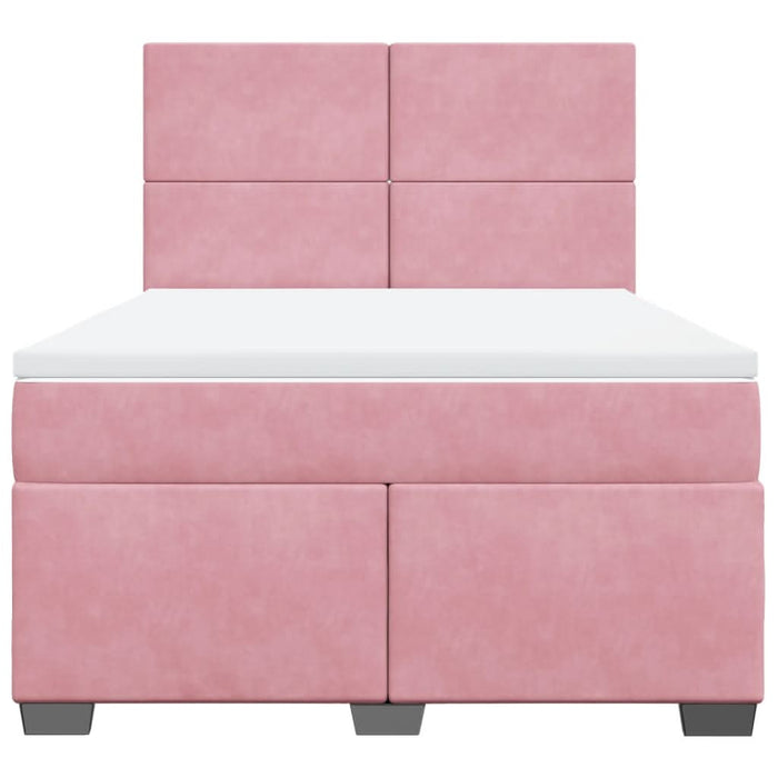 Pat box spring cu saltea, roz, 160x200 cm, catifea - WALTI WALTI