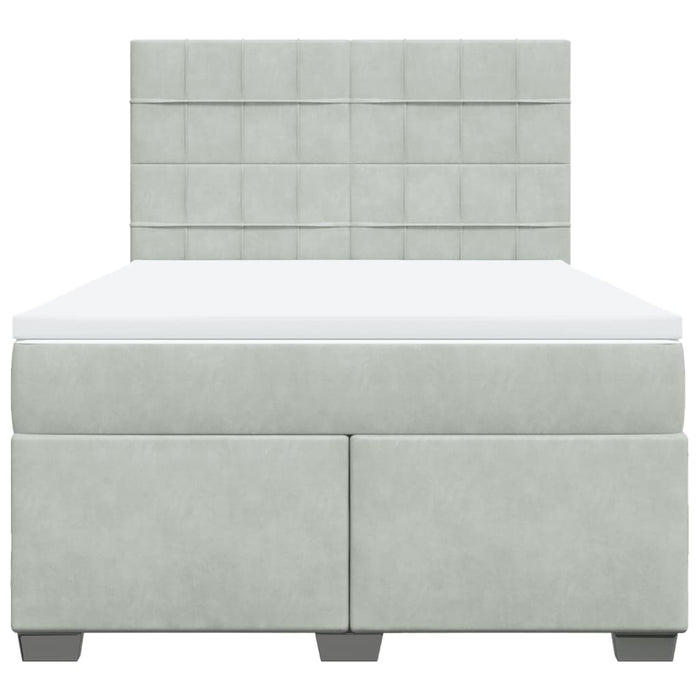 Pat box spring cu saltea, gri deschis, 160x200 cm, catifea - WALTI WALTI