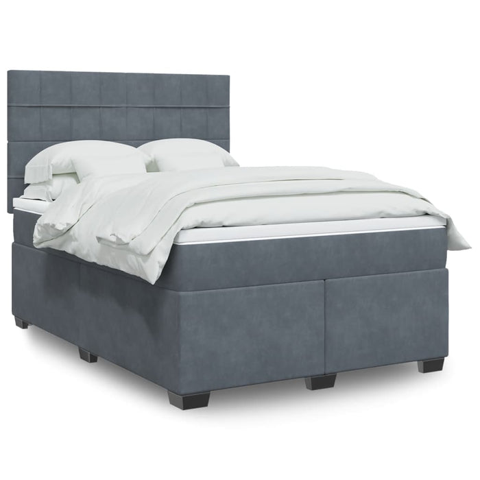 Pat box spring cu saltea, gri închis, 160x200 cm, catifea - WALTI WALTI