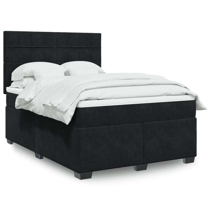Pat box spring cu saltea, negru, 160x200 cm, catifea - WALTI WALTI